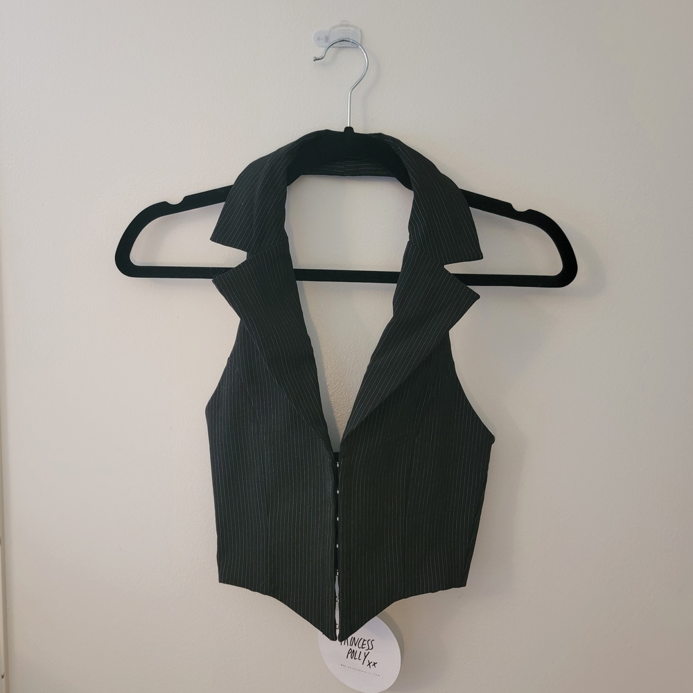 Princess Polly Black Pinstripe Crop Top
